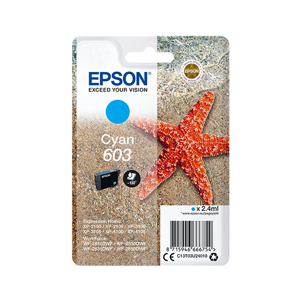 Tinta Epson 603 Cian 2.4ml Estrella Mar