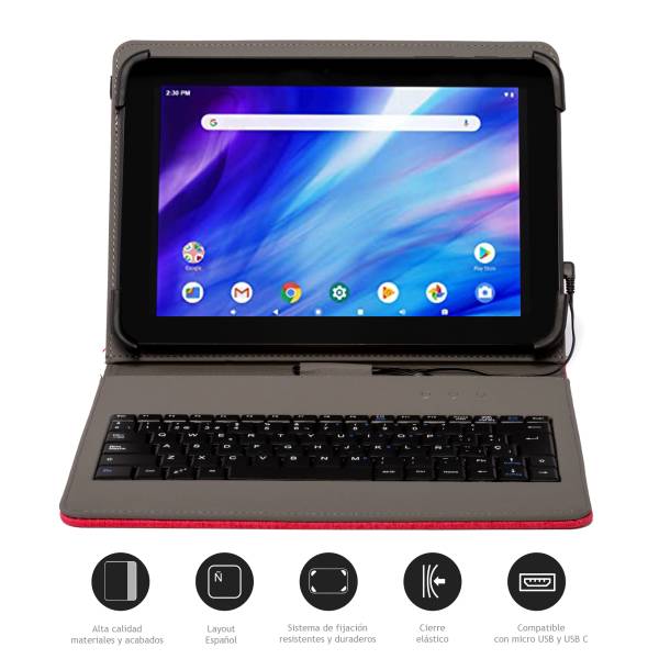 Funda Tablet+teclado Nilox 9.7"-10.5" Rojo