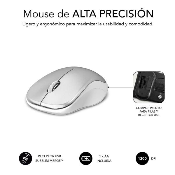 T+ratón Subblim Premium Silence Rf Plata/blanco(cpsu10)