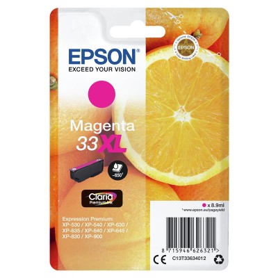 Tinta Epson C13t33634012 Magenta Xl 33xl