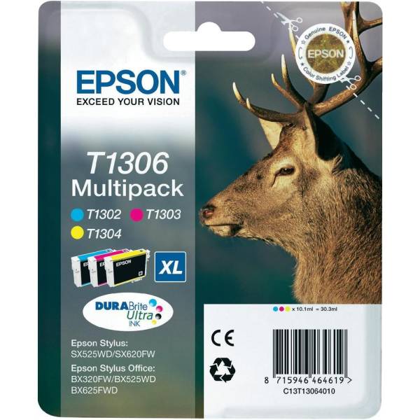 Tinta Epson T1306 Pack Tricolor 10.1ml