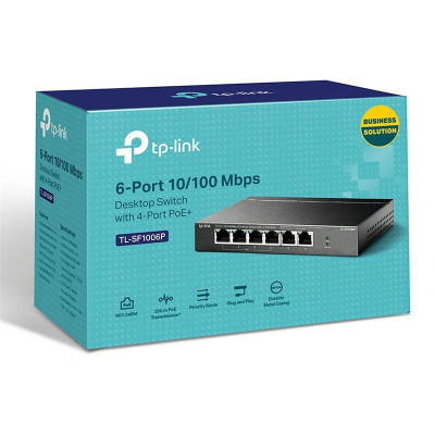Switch Tp-link Ethernet 6 Puertos ( 4 Poe ) Tl-sf1006p
