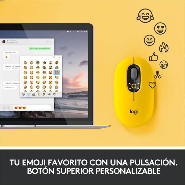 Ratón Logitech Pop Rf Bt Emoji Amarillo